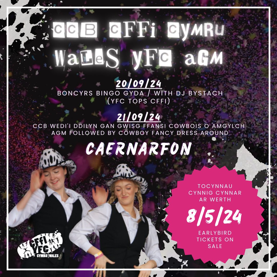 Wales YFC AGM earlybird tickets will go on sale two weeks today! 🤠🐦🎟️