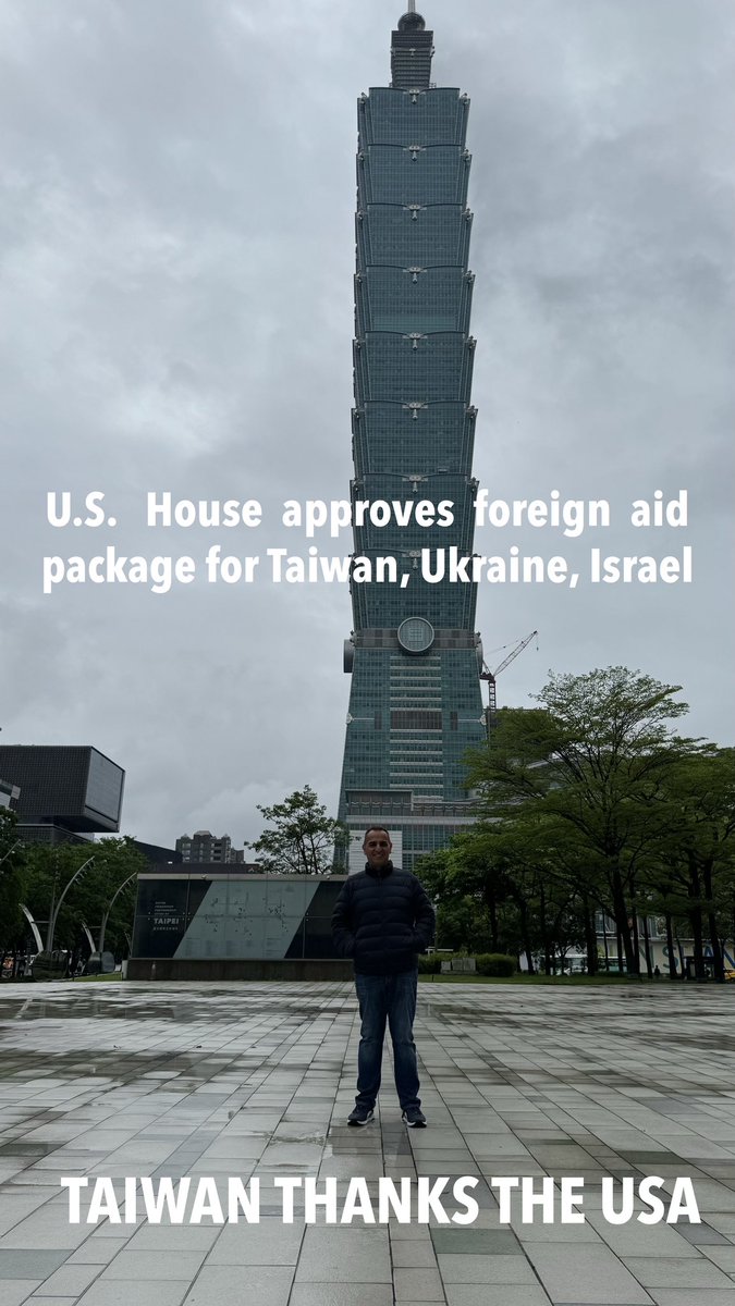 The United States House of Representatives approved a US$95 billion foreign aid package to give additional funding to Ukraine, Israel and Taiwan. US$60.8 billion for Ukraine US$26 billion for Israel US$8 billion for the Taiwan Greetings from Taipei ❤️ 🇹🇼