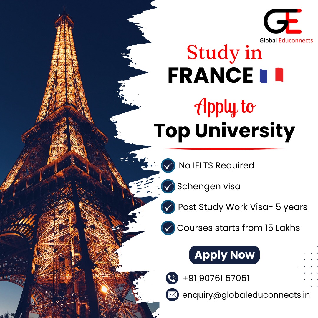 Dreaming of studying in France? Make it a reality with Global EduConnects! 🌟 
Call Now: +91 90761 57051 / 90761 57052

#StudyAbroad #France2024 #NewBeginnings #studyinfrance #studyabroad #studyabroadlife #studyabroadconsultants #globaleduconnects #mumbai