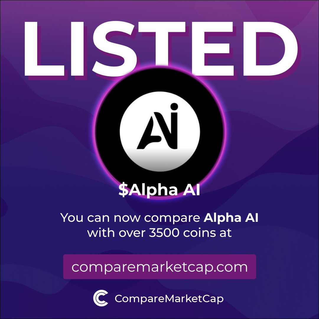 #AlphaAI is now listed on CompareMarketCap!

📈$1.4M
💸$0.0017

Check out Alpha AI on:  
- Website: alphaai.finance
- X: <a href="/AlphaAIToken/">Alpha AI</a>
- Telegram: t.me/AlphaAi_Tech

You can now compare Alpha AI with over 3500 coins on comparemarketcap.com/coin/alpha-ai