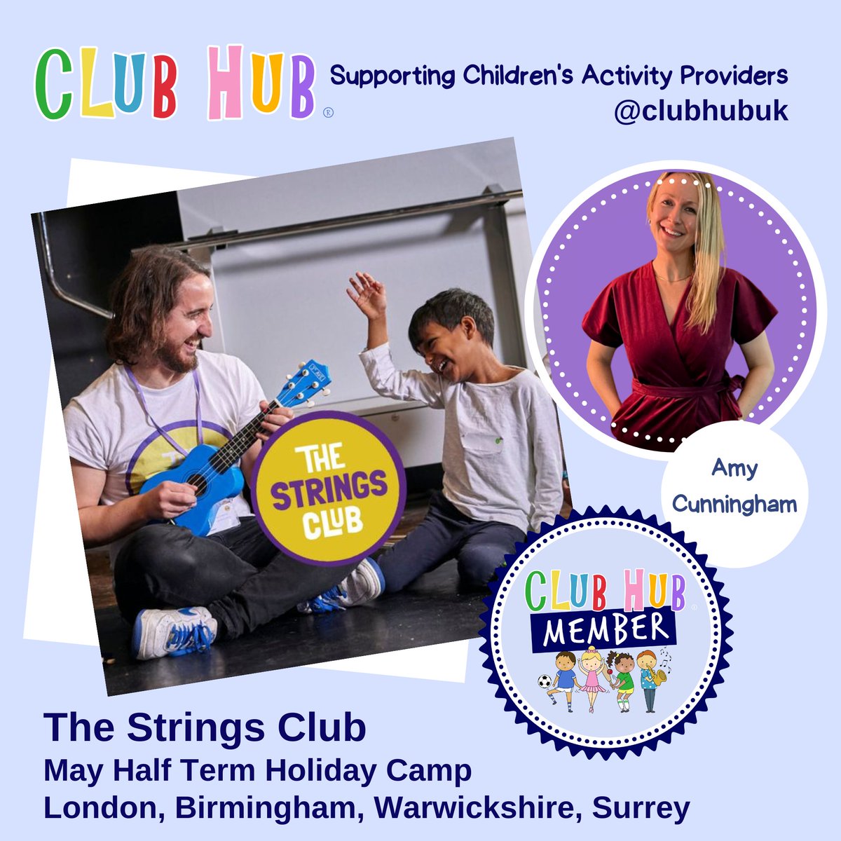 The Strings Club multi-award winning Holiday Camps for 4-11 year olds offer top quality childcare that you can trust. Contact info@thestringsclub.org 

#clubhubmember  #halftermholidaycamp #birminghammums #warwickshiremums #londonmums #surreymums #childcareuk #holidaycamp