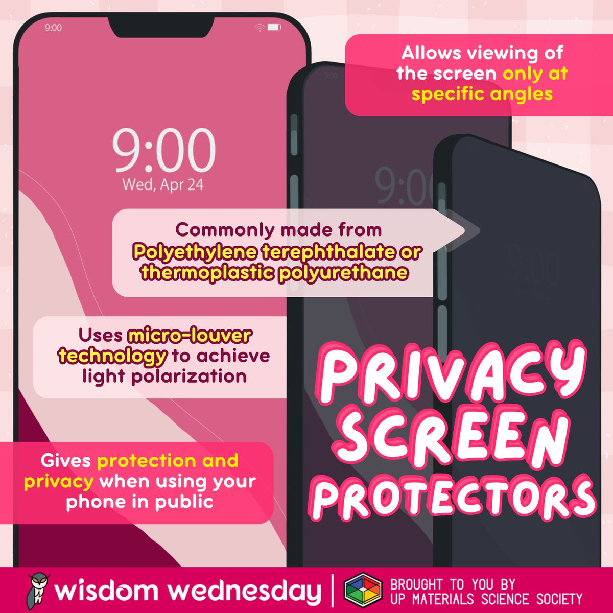UPMSS's tweet image. Privacy is the best policy! 😎 Find out how these screen protectors use polarization to shield your info from onlookers in this week's Wisdom Wednesday!

READ MORE: tinyurl.com/WW2324-39

#WisdomWednesday
#MaterialsScience
#ScreenPrivacy
#AntiPeeping