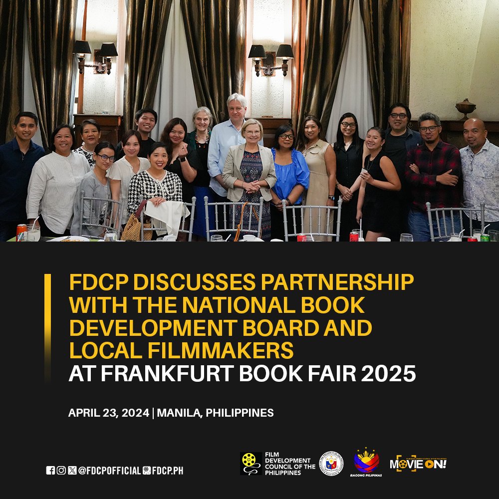 In light of the Philippines’ designation as the Guest of Honor at Frankfurt Book Fair (FBF) 2025, the FDCP discussed cross-media partnerships with the FBF, National Book Development Board (NBDB), and local organizations on April 23 in Manila.

#FDCP #FrankfurtBookFair