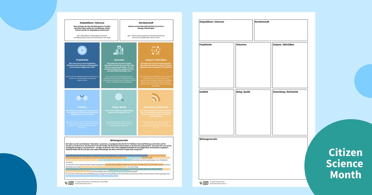 Auf unserer Webseite findet Ihr einige Ressourcen zu #CitizenScience, die wir besonders empfehlenswert finden. Und wir stellen Euch Vorlagen zur Verfügung, die Euch die Arbeit erleichtern. Jetzt einen Blick darauf werfen: citizenscience.uzh.ch/de/unterstuetz… #CitSciMonth