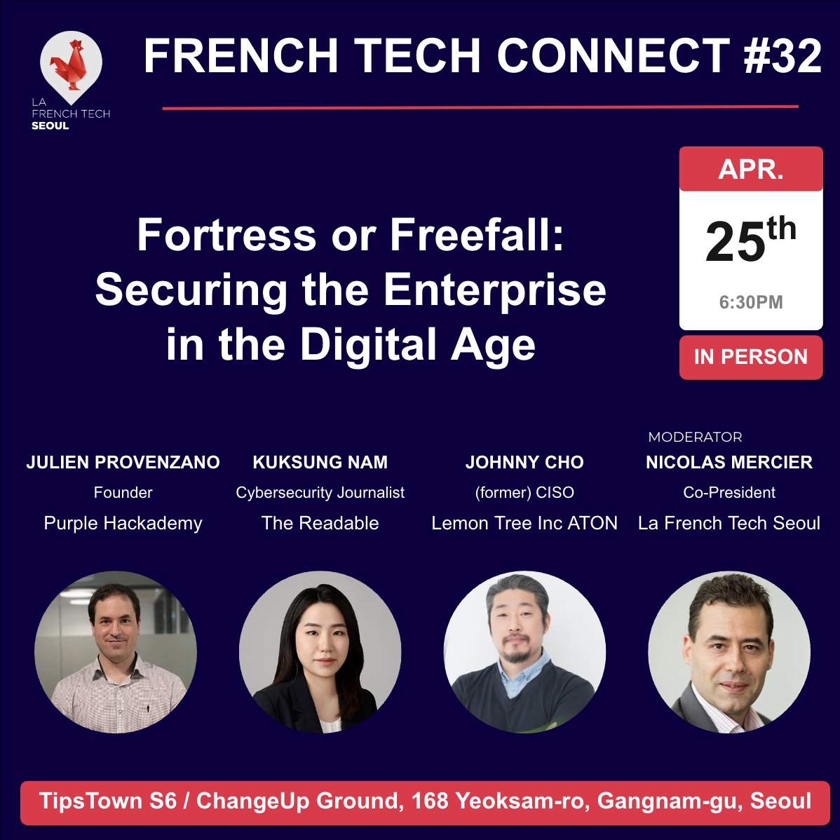 Only ONE day left to RSVP for the most exciting cybersecurity conversation of the month! 

Register here: eventbrite.fr/e/french-tech-… 

See you all there tomorrow!