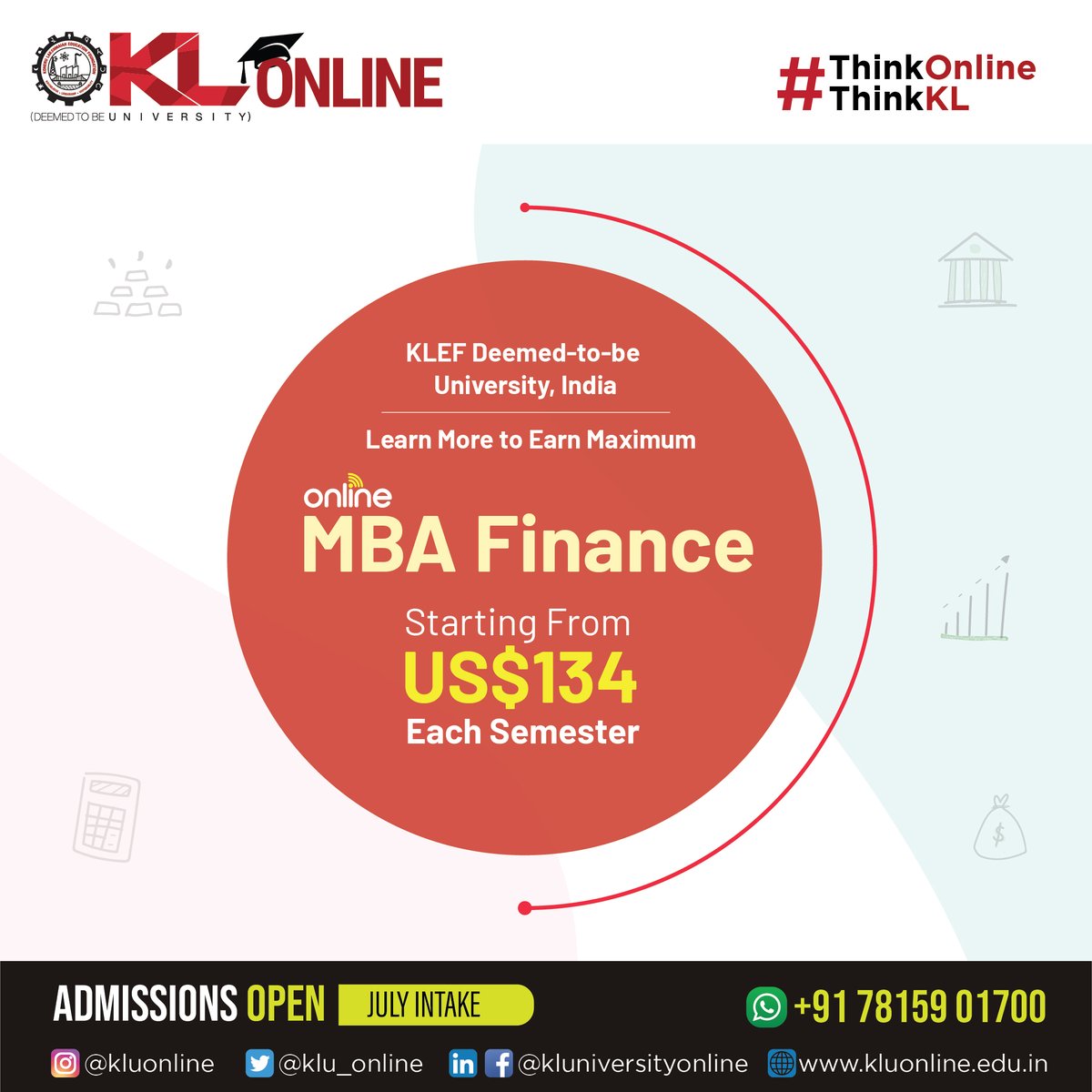 Finance is the backbone of everyone’s life. KL Online imparts quality education so that one can be successful in professional life. 

Admissions open

 #KLOnline #KLUniversity #ThinkOnlineThinkKL #AdmissionsOpen2024 #Onlinedegree #onlinelearning #OnlineMBA #pgcourses #Finance