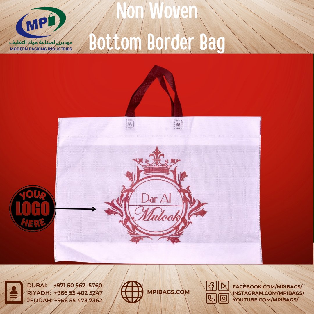 Upgrade your packaging game with our stylish and eco-friendly non-woven bottom border bags! 📷 Say goodbye to flimsy and hello to durability and sustainability! 📷 #EcoFriendlyPackaging #NonWovenBags #KSA #Dubai #EcoFriendly #PackagingSolution #bottomborderbag #mpibags