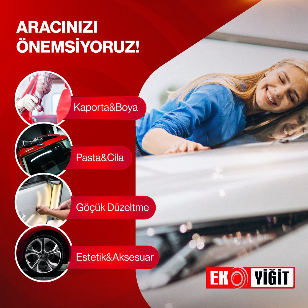 🚗 Araçlarınız Bizim İçin Önemli! Kaporta &amp; Boya, Pasta &amp; Cila, Göçük Düzeltme ve Estetik &amp; Aksesuar hizmetlerimizle aracınıza değer katıyoruz. Güvenilir ve kaliteli işçilik için bize güvenin!

#ekoyiğit #ekoyiğitotomotiv #denizli #ekoyiğitdenizli #denizliotomotiv #filokiralama