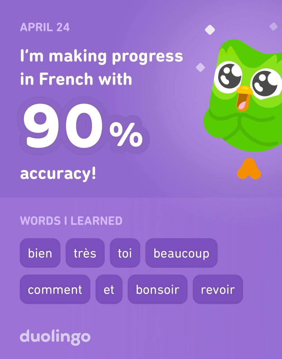 I’m learning French on Duolingo! It’s free, fun, and effective.