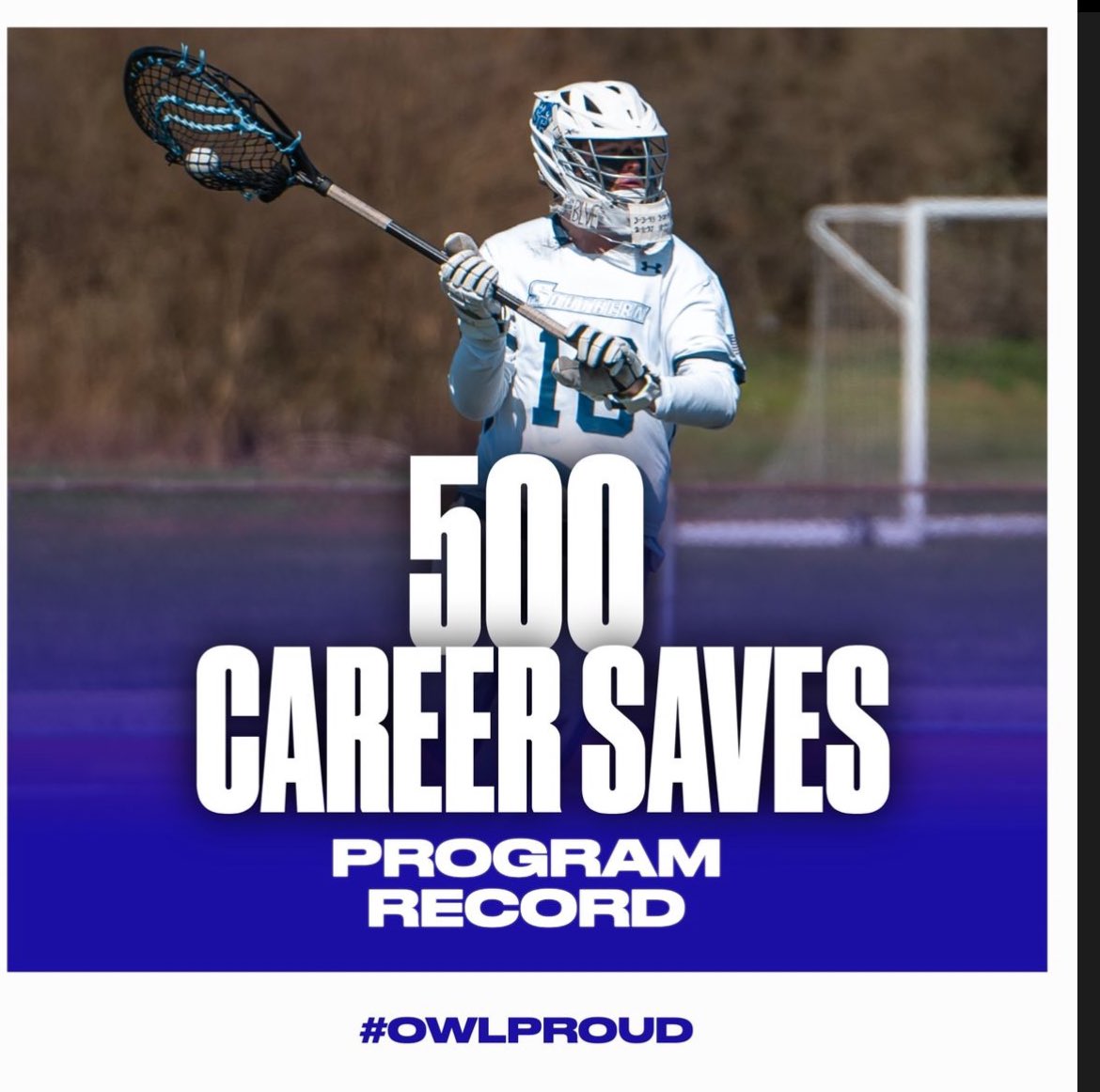 This past weekend, starting goalie Connor Erickson had his 500th career save. Connor not only shattered the previous program record of 480 saves, but his time in net is far from over. Congratulations on this career benchmark #findaway #mcla #clc #d2 #lacrosse