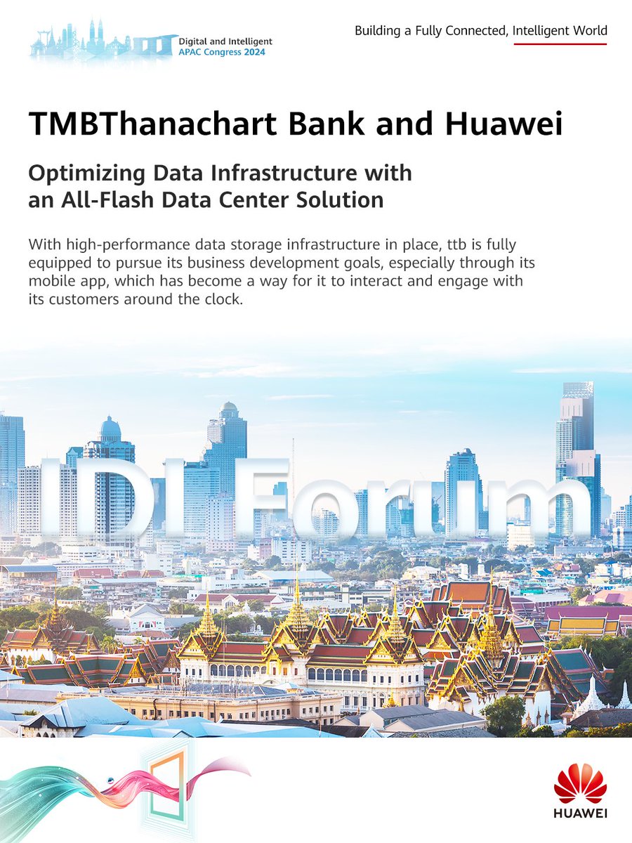 TMBThanachart Bank makes the move to all-flash with #HuaweiStorage to boost data center performance. See our range of AI-ready data infrastructure at #HWIDI fueling #financial services: bit.ly/3Utw7L1 #CustomerStory #DataAwakening #DigitalIntelligentAPAC