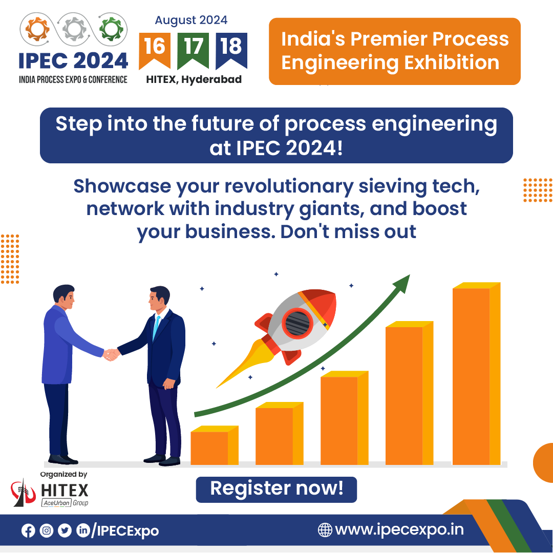 Experience the future of process engineering at IPEC 2024! Discover cutting-edge sieving technology, network with industry leaders, and boost your business.

#processengineering #innovation #industryexperts #telangana #B2B  #IPEC2024 #businessexpo #innovationexhibition #hyderabad