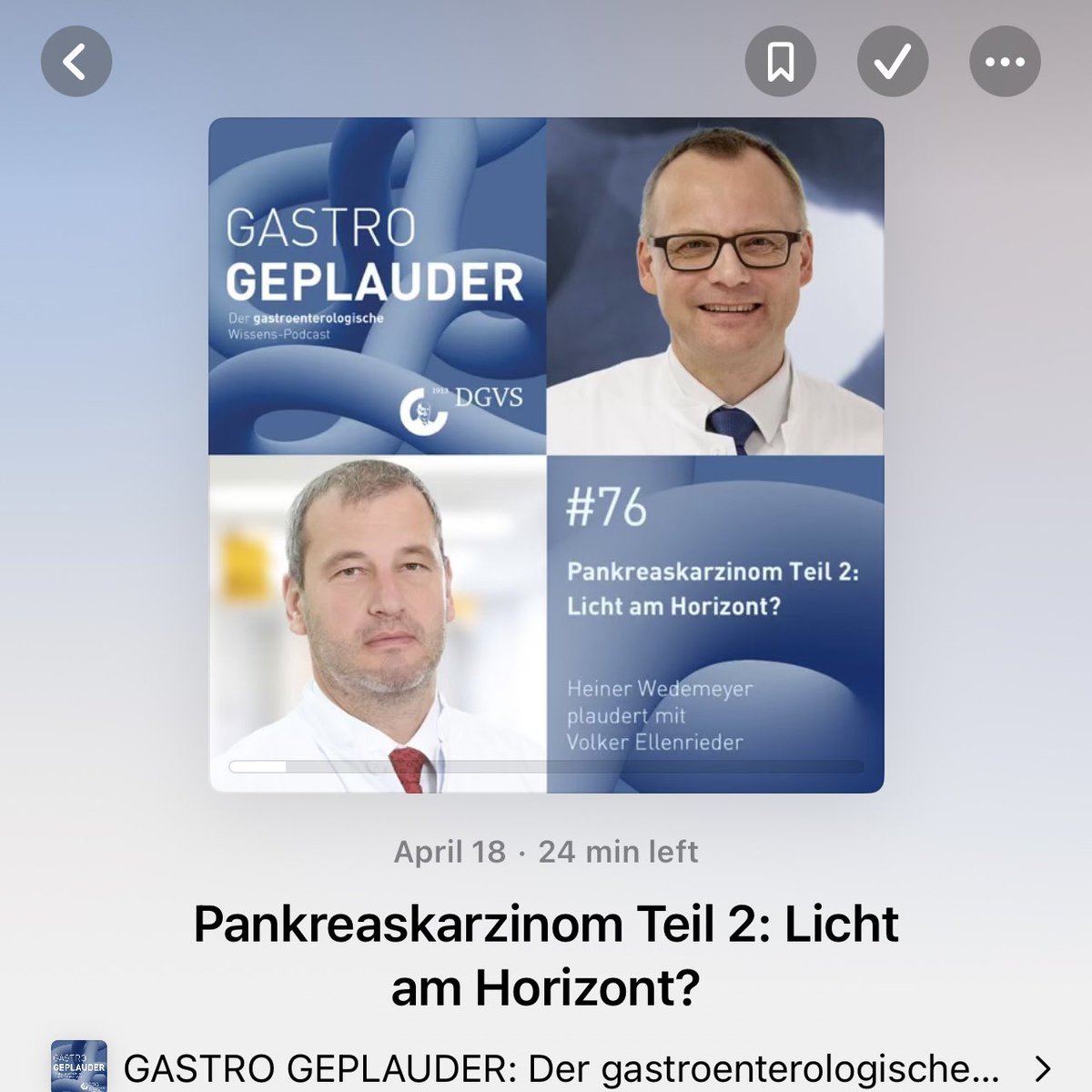 Enjoyed listening to my friend, colleague and long-time collaborator Prof. Dr. Volker Ellenrieder talk about the present and future perspectives on #pancreaticcancer #treatment (in German).

podcasts.apple.com/de/podcast/gas…

<a href="/kfo_5002/">Clinical Research Unit 5002 at UMG</a>
<a href="/yourUMG/">Universitätsmedizin Göttingen (UMG)</a> 

#Pankreaskarzinom
#Bauchspeicheldrüsenkrebs