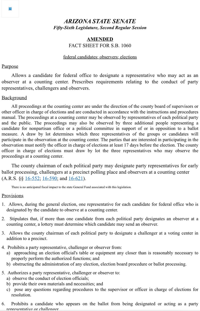 @cameron_arcand Governor Hobbs has again vetoed legislation that simply permits observers for federal campaigns. It provides statutory requirements and prohibitions on observers. We have to ask why the Democrat party is so determined to obstruct transparency in our elections process?