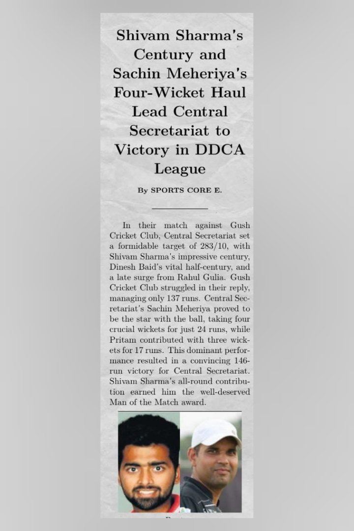 imshivamsharma9's tweet photo. News Coverage of DDCA LEAGUE 
#AllThanksToGod #RadheyRadhey
#DDCA #ShivamSharma https://t.co/Nef6s0FA9F