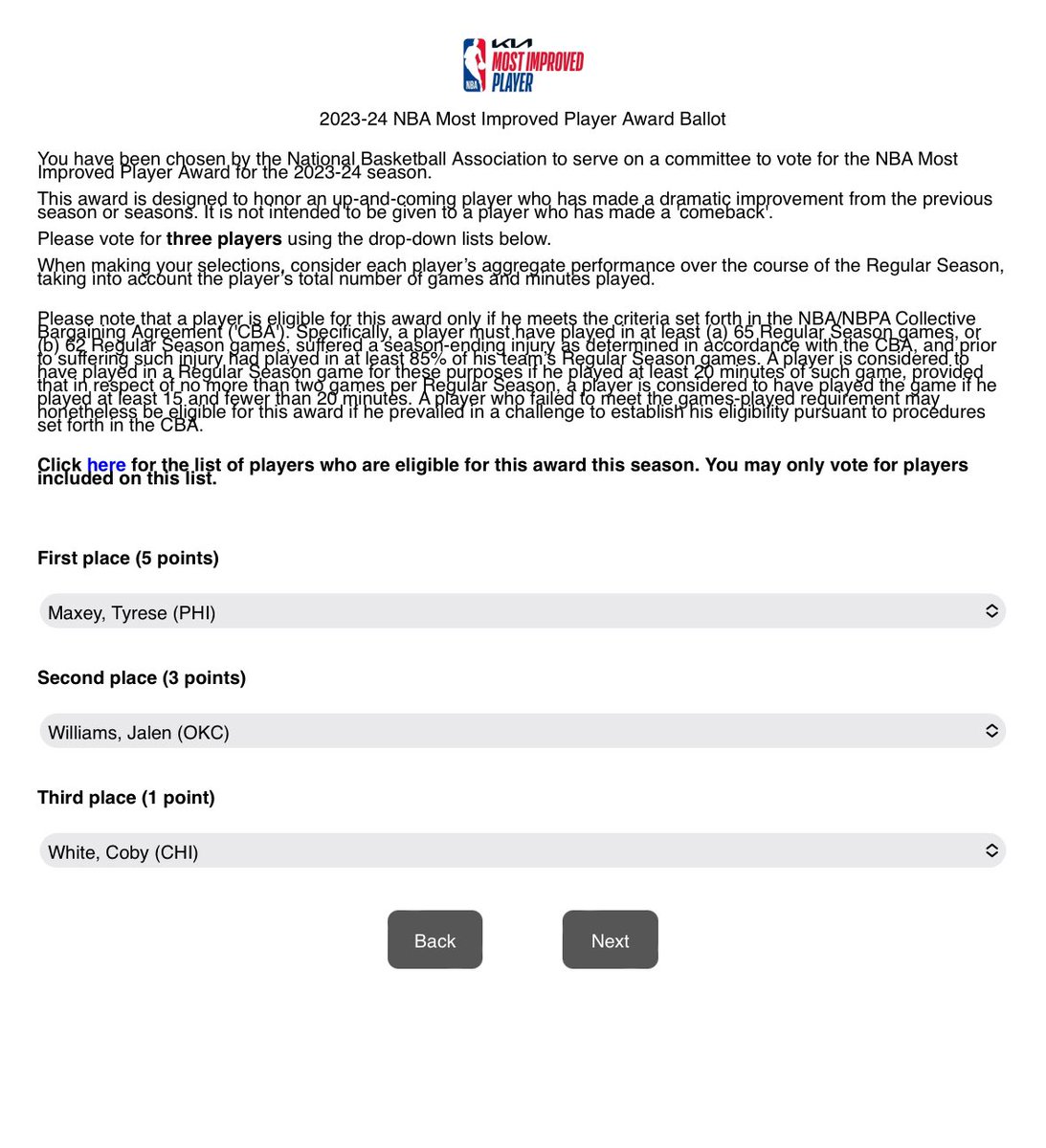 Tyrese Maxey est donc le MIP 2023-24! Voilà mes votes à moi. #nbaextra