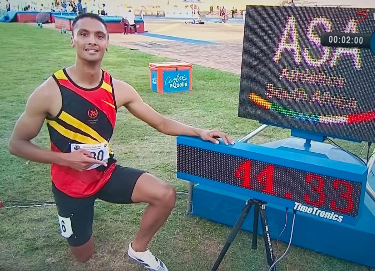 KingEdVIISchool's tweet photo. Congratulations Lythe Pillay, Class of 2021 who has qualified for the Paris Olympics. Lythe won the SA men’s track 400m at the National Championships.
He is now the 2nd fastest South African over 400m, behind W van Niekerk.  David Seete, Class of 2019 came 5th. Well done Gents! https://t.co/wEeI2qHGgo