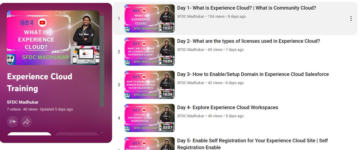 Don't forget to check out the amazing playlist to Learn Experience Cloud step by step in Hindi by @madhukar_ashish Link - youtube.com/playlist?list=… #Trailblazer #TrailblazerCommunity