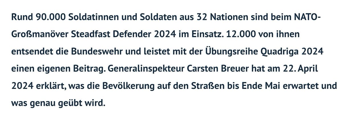 Die #Bundeswehr steht wieder vor #Russlands Haustür.
#SteadfastDefender nennt sich das und sei angeblich 'nur' ein #Manöver.
Wie bedroht müssen sich da die Russen fühlen, stets mit der Erinnerung und den Erfahrungen an 'Unternehmen Barbarossa' am 22. Juni 1941.💔
#niewiederkrieg