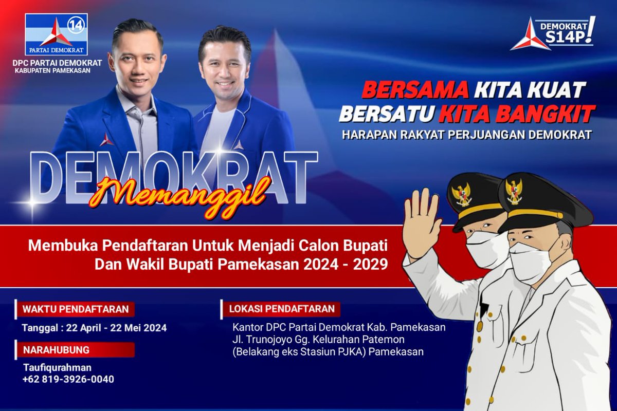 foninf's tweet photo. Demokrat memanggil penjaringan Calon Bupati dan Wakil Bupati Pamekasan 2024-2029. https://t.co/jYF9wLreWF