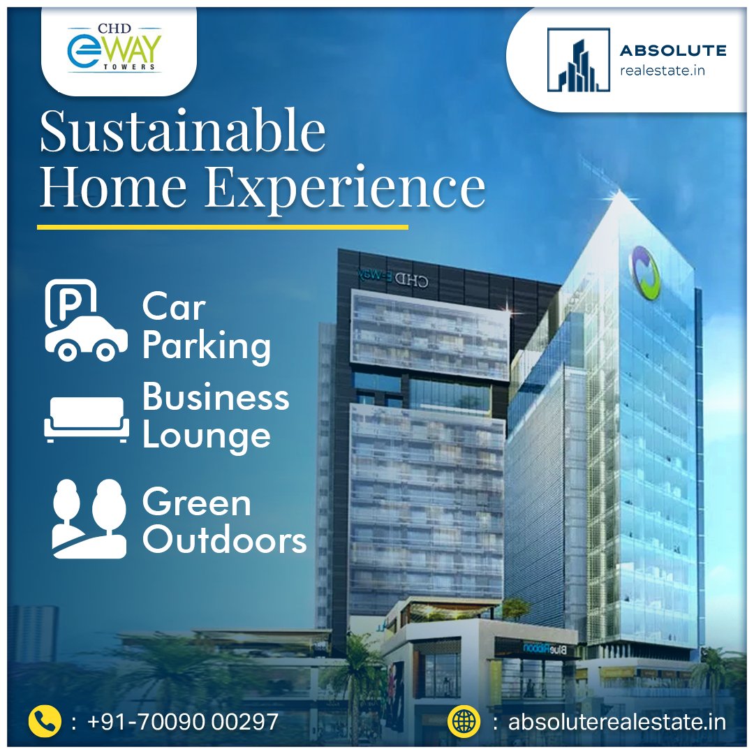 Live a sustainable and convenient lifestyle at #CHDEwayTowers. Our sustainable home experience offers eco-friendly living spaces, car parking, business lounges, and green outdoor areas. Contact #AbsoluteRealEstate today at +91 7009000297!  #LuxuryLiving #GurgaonRealEstate