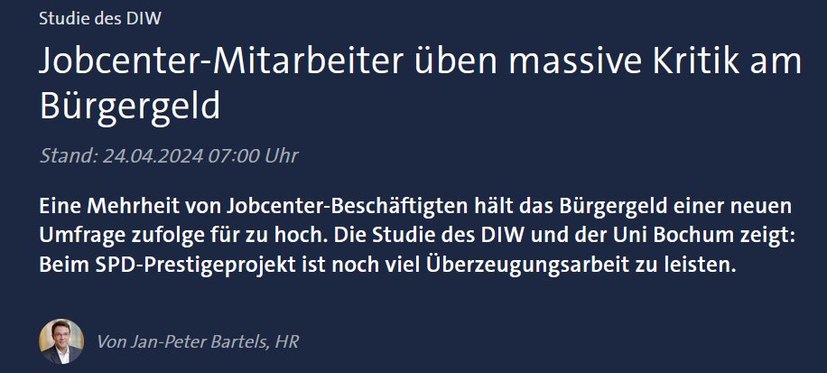 was für ein *beschissener journalismus*. Seitenlang wird aufs #Bürgergeld eingedroschen und im letzten Absatz steht, dass die Ergebnisse nicht repräsentativ sind. @tagesschau