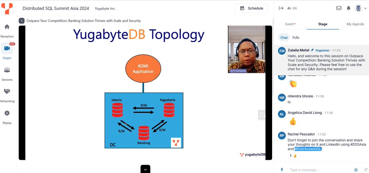 ChinniPranathi's tweet image. #DistributedSQL #DataScience #SQLSummit #DSSAsia24 #DistributedSQLThrilled to be virtually participating in the DSS (Distributed SQL Summit) , Learning  so much from these informative sessions. 📈@Yugabyte