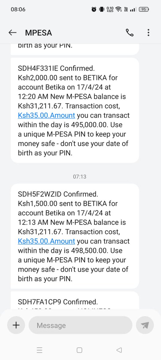 EFESAJOEL's tweet photo. @betikaKe Amount deposited shs 3500  (2000 then 1500)
Mpesa message attached https://t.co/k3niaC1sEz