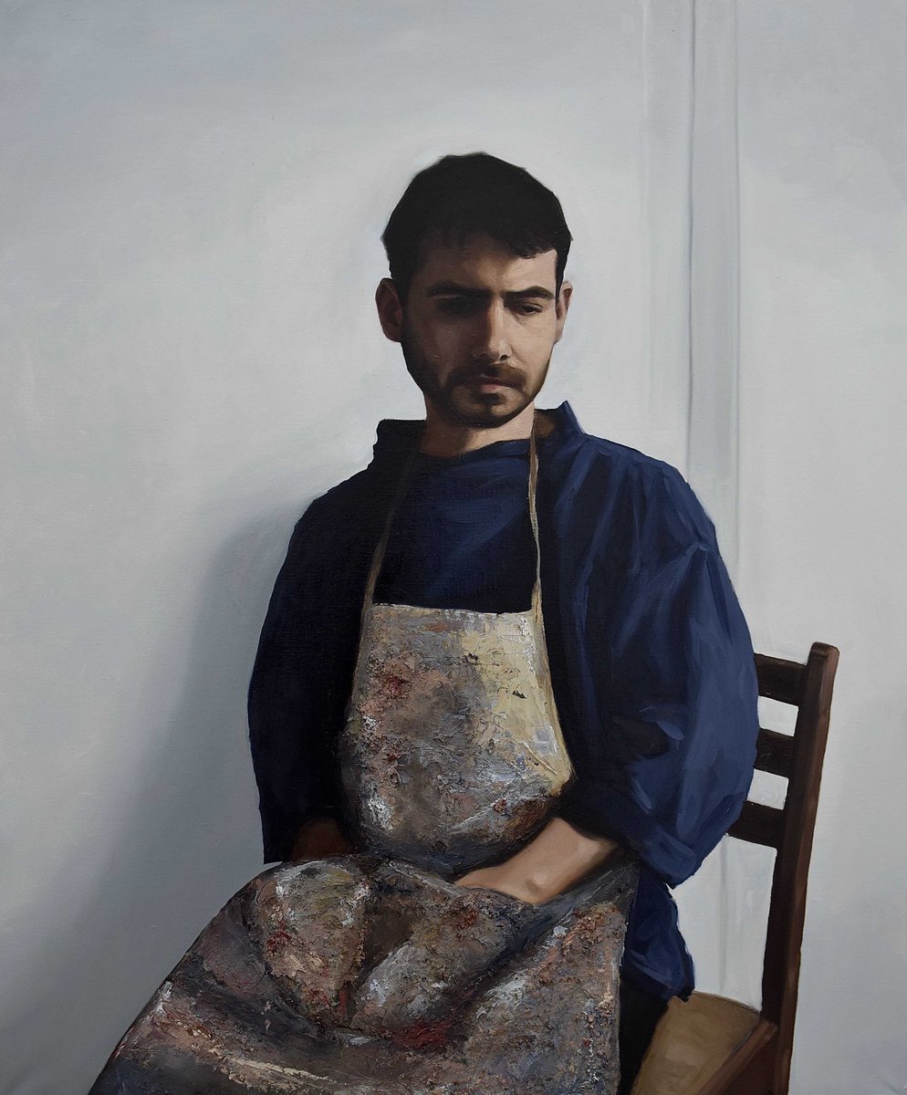 RoyalSocBritArt's tweet photo. ⭐️RBA RISING STARS⭐️

Opens from today @rosl1910 and runs until July 7th. 

Artwork by Emilio Bartolome Martin - Self-portrait in studio attire - Oil on linen https://t.co/eOIiGwZJIu