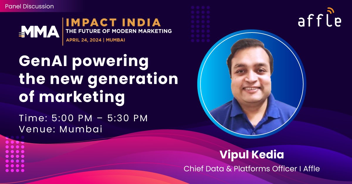 Our Chief Data & Platforms Officer, Vipul Kedia, is joining an esteemed panel at MMA Impact in Mumbai where he’ll be speaking on the possibilities that GenAI will open up for marketers, opportunities for competitive advantage through insights and measurement & driving efficiency.