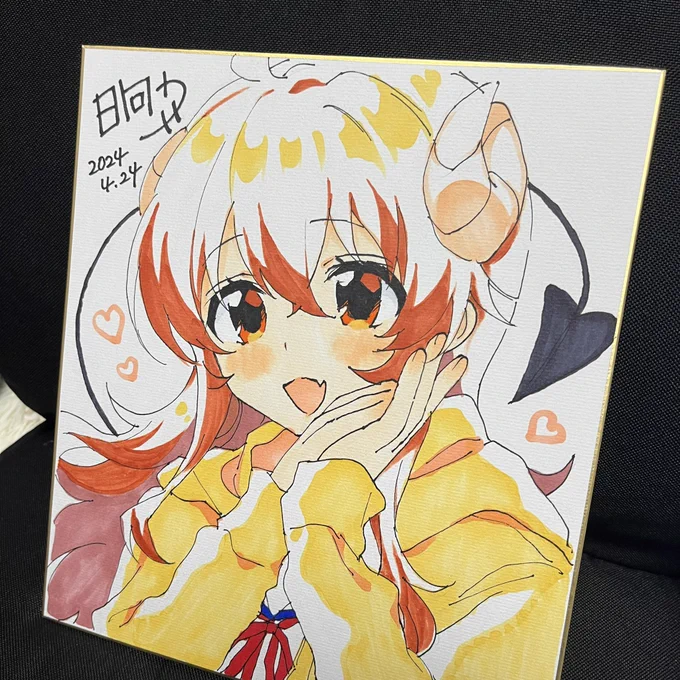 19時にBOOTHに出す子たちです久々のももこ色紙(おジャ魔女どれみのパティシエももこちゃんver.)と、桃パーカーシャミ子の2枚です価格は¥6,500の予定ですが、売れない場合随時値下げいたしますとってもきゅるきゅるな仕上がりになって可愛すぎるので、ぜひお迎えしてください 