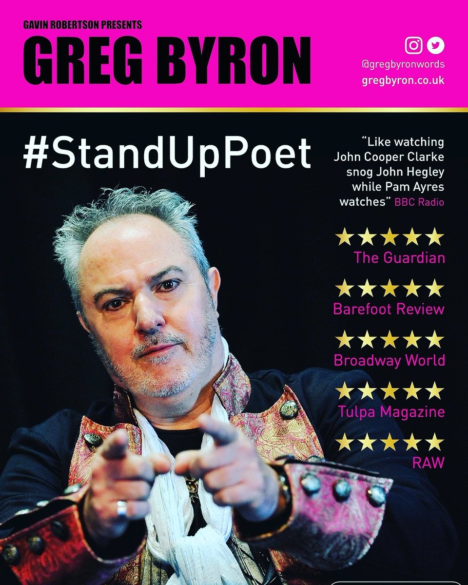 comgavrob's tweet photo. Coming to @staveleyrht April 26... THIS WEEK! FRIDAY!
⭐️⭐️⭐️⭐️⭐️ Spoken Word & comedy... with @gregbyronwords
#standuppoet #poetry #touring #theatre
@Ruraltouring https://t.co/E8IaHXZDDw