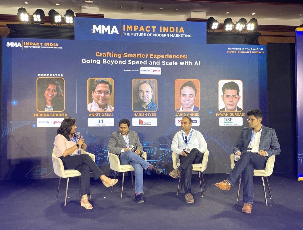 #HappeningNow at #MMAIMPACTIndia 2024: An exploration of AI beyond speed and scale with @MaricoBuzz's Ankit Desai, @weRInteractive's Harish Iyer, @dspmf's Pawan Gurnani, and Glance's Devika Sharma. ⚡️

@MMAglobal 
#ShapeTheFuture #AI #PanelDiscussion