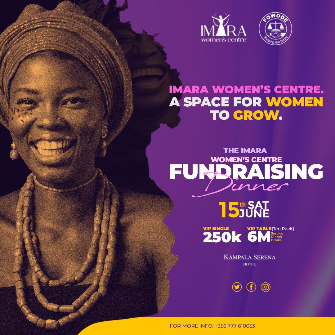 Greetings Ladies and Gentlemen. I am IMARA WOMEN’s CENTRE. I am a space for women to grow. I am a @FOWODE_UGANDA initiative I am organising a fundraising dinner I am inviting all of us to be part and I am also letting you know that every contribution matters. 15th June 2024…