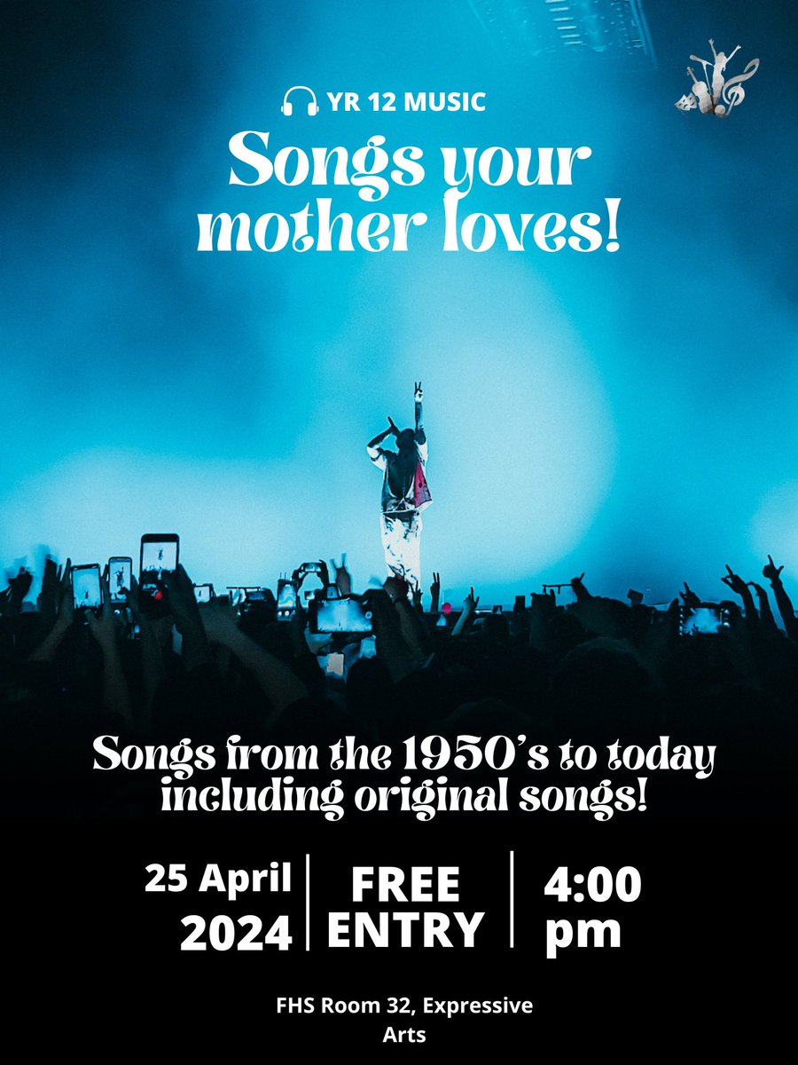 FHS EXPRESSIVE ARTS (@fhsexpressive) on Twitter photo Our Year 12 music cohort are putting on a small concert showcasing songs from the 1950's through to present day. See details below! 🎶 <a href="/flinthigh/">Flint High School</a> <a href="/FHS6thForm/">FHS 6th Form</a> Our Year 12 music cohort are putting on a small concert showcasing songs from the 1950's through to present day. See details below! 🎶 <a href="/flinthigh/">Flint High School</a> <a href="/FHS6thForm/">FHS 6th Form</a>