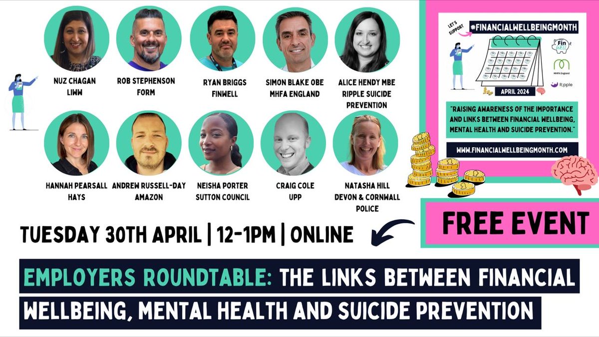 Next Tuesday (30 April), our CEO, Simon Blake, will be joining other leading employers in a live webinar to discuss the importance of #FinancialWellbeing, #MentalHealth, and #SuicidePrevention.

Register for free 🔗 bit.ly/440bxVT

#FWM2024