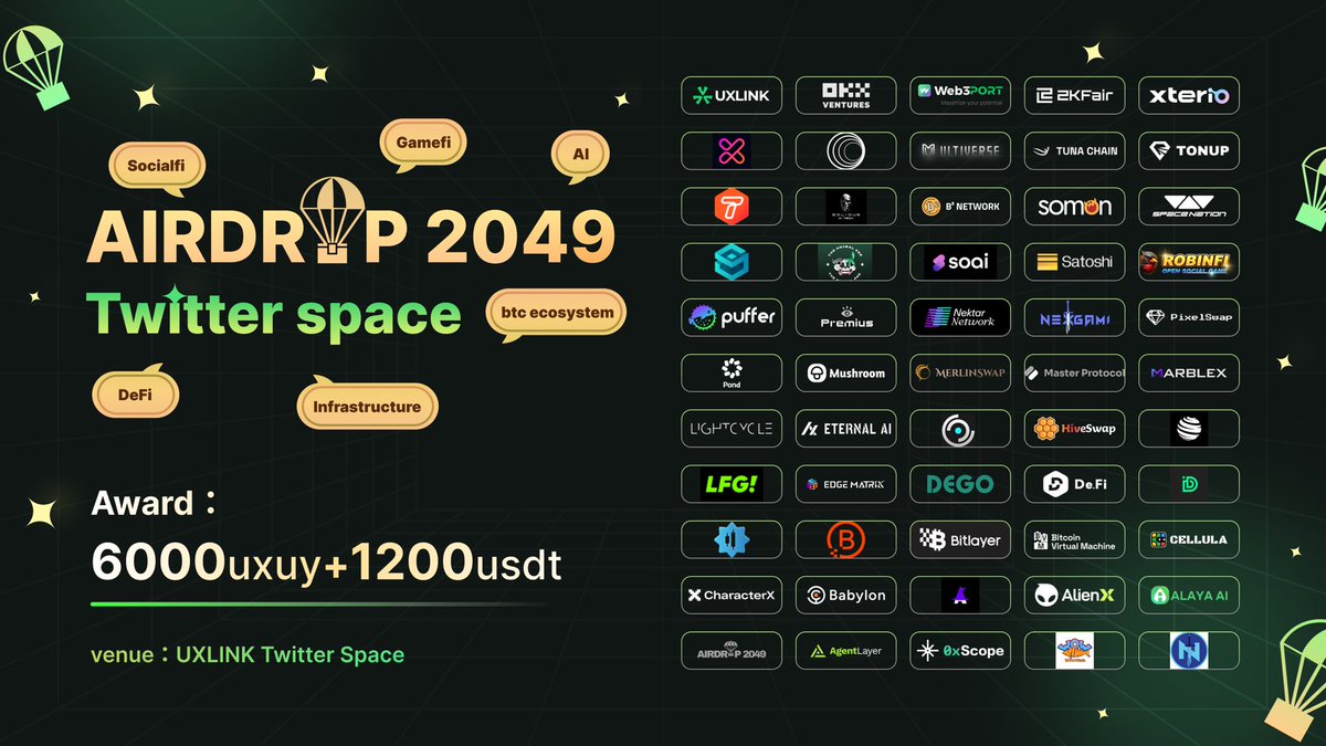 UXLINK will kick off the online carnival of Airdrop2049 Season One with over 50 outstanding projects! Bring your curiosity, bring your expectations for the airdrop, and stay tuned for our tweet updates!