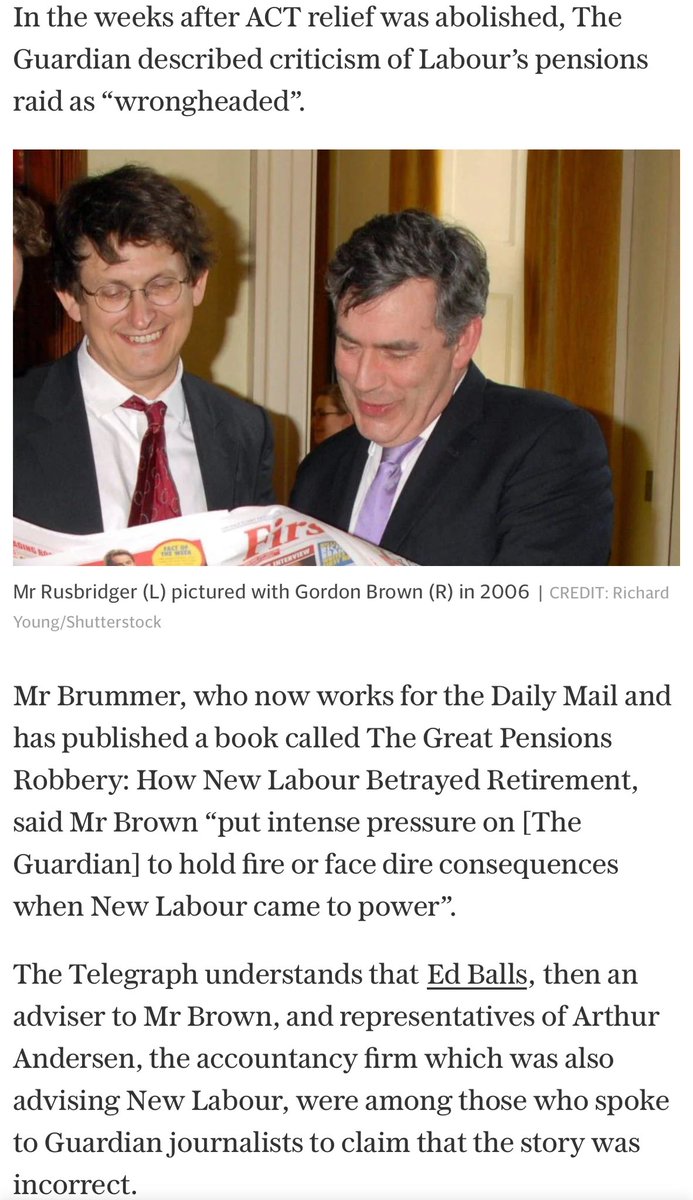 In 1997 Gordon Brown planned to end relief on Advanced Corporation Tax. Eventually his raid took £100s of billions away from pensioners. Before and after the 1997 elections, he got his cronies to kill a story about this. His favourite word? FAIRNESS telegraph.co.uk/news/2024/04/2…