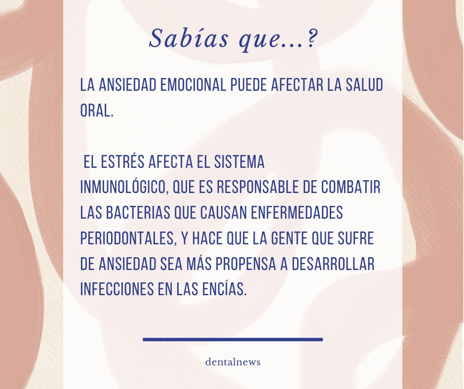 La ansiedad emocional puede afectar la salud oral. Comenzamos el miércoles en calma 😊