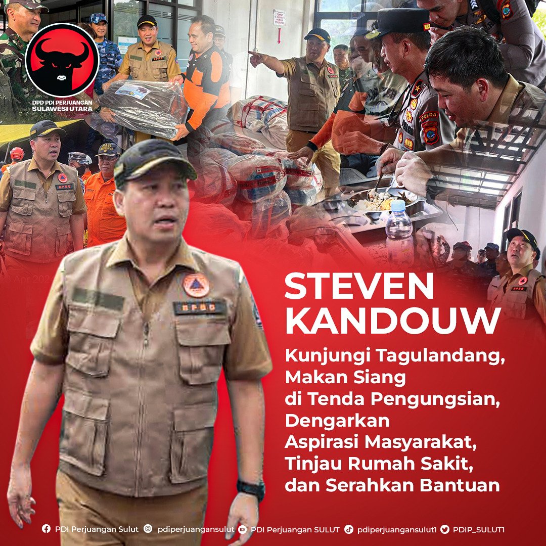 PDIP_SULUT1's tweet photo. Steven Kandouw Kunjungi Tagulandang, Makan Siang di Tenda Pengungsian, Dengarkan Aspirasi Masyarakat, Tinjau Rumah Sakit, dan Serahkan Bantuan https://t.co/C8GX3MGfZp