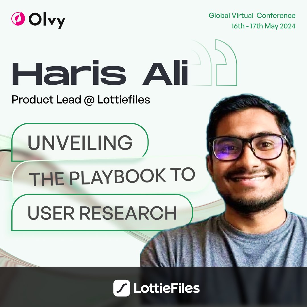 Olvy (@olvyhq) on Twitter photo Super excited to announce the 2nd speaker of the ProductHooman Conference '24 🚀
It's none other than, Haris Ali, Product Lead <a href="/LottieFiles/">LottieFiles</a> 🌟
At the conference, he'll be sharing strategies and insights on integrating customer feedback into product roadmaps LottieFiles 🚀 Super excited to announce the 2nd speaker of the ProductHooman Conference '24 🚀
It's none other than, Haris Ali, Product Lead <a href="/LottieFiles/">LottieFiles</a> 🌟
At the conference, he'll be sharing strategies and insights on integrating customer feedback into product roadmaps LottieFiles 🚀