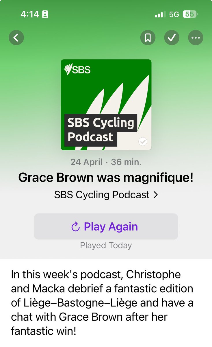 Ruth Stewart (@raatusruth) on Twitter photo 👂to this <a href="/SBSSportau/">SBS Sport</a> interview with Grace Brown <a href="/GLBrown321/">Grace Brown</a> of <a href="/FDJ_SUEZ/">FDJ - SUEZ</a>
about being the first Aussie female 🚴🏽♂️to win a monument #LBLwomen #LBL
podcasts.apple.com/au/podcast/sbs… 👂to this <a href="/SBSSportau/">SBS Sport</a> interview with Grace Brown <a href="/GLBrown321/">Grace Brown</a> of <a href="/FDJ_SUEZ/">FDJ - SUEZ</a>
about being the first Aussie female 🚴🏽♂️to win a monument #LBLwomen #LBL
podcasts.apple.com/au/podcast/sbs…
