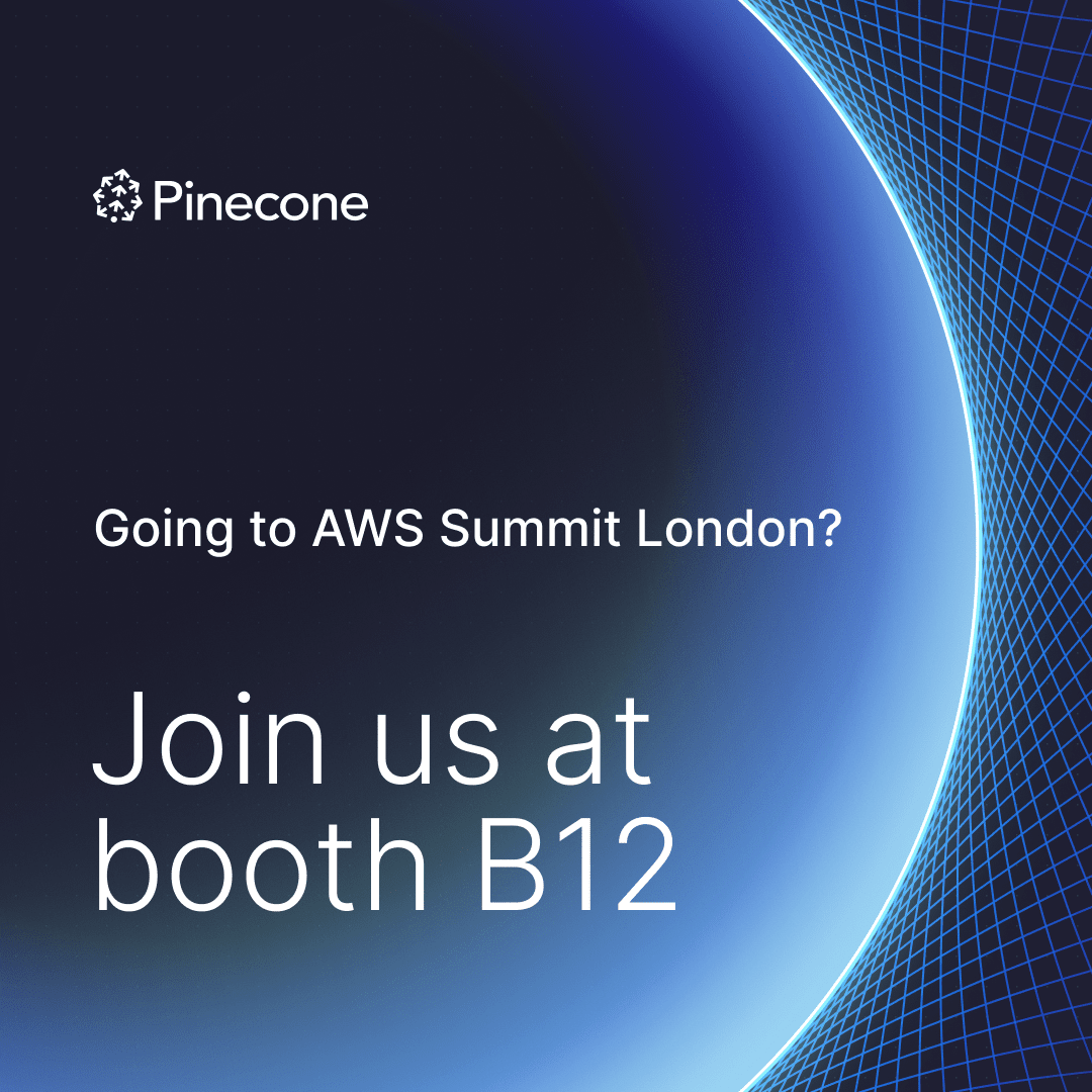 Attending the #AWSSummit in London today? Pinecone was recently recognized as the top SaaS product on the AWS Marketplace (last month). Visit booth B12 to see how Pinecone serverless on AWS lets you deliver remarkable GenAI applications faster, & at up to 50x lower cost @AWScloud
