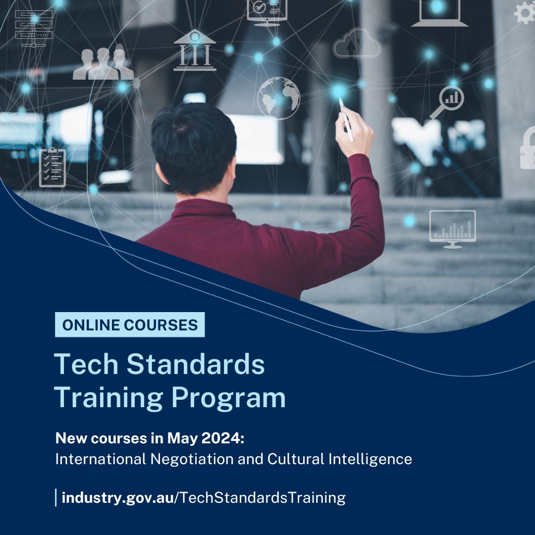 Are you participating in an international technology standards committee working on #CriticalTech? New Tech Standards Training Program courses are available to support Australian experts shaping design, development and use of these technologies. Apply now:bit.ly/3Wd0hU1