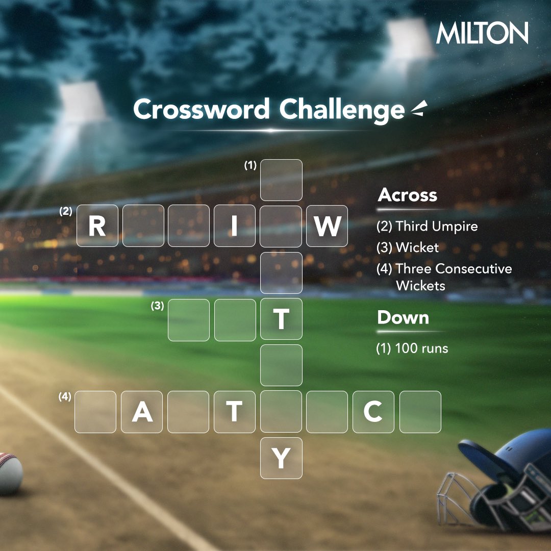 Unleash your IPL smart hats and crack the code! Decode the crossword using the hints provided for a shot at winning exciting vouchers! 

🌟Follow @MiltonHomewares 
🌟 Tag 3 friends and follow us
🌟Stand a chance to win vouchers 

Shop now: bit.ly/4aHdGrt
#ContestAlert