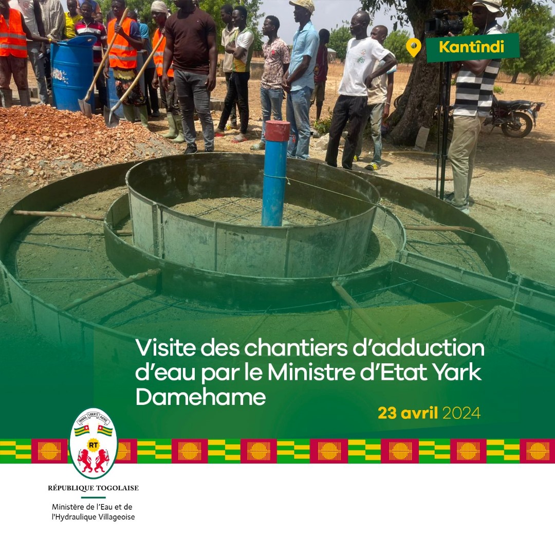 Cette visite a permis de constater l’état d’avancement des travaux. Le Ministre d’Etat a exhorté les entreprises à accélérer le rythme des réalisations pour le plus grand bonheur des populations. 2/2 @CommunicationTg @TogoOfficiel @laTdE_SA @Afreepress @TogoFirst @UNECE_Water