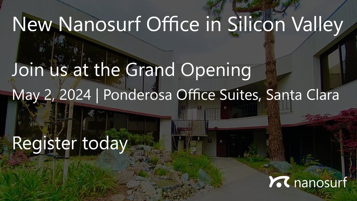 We are thrilled to announce the grand opening of Nanosurf's new office in the heart of Silicon Valley, and look forward to celebrating with our partners, clients, and friends. Join our Opening Reception and celebrate with us on May 2nd, 2024. hubs.la/Q02tTtyL0