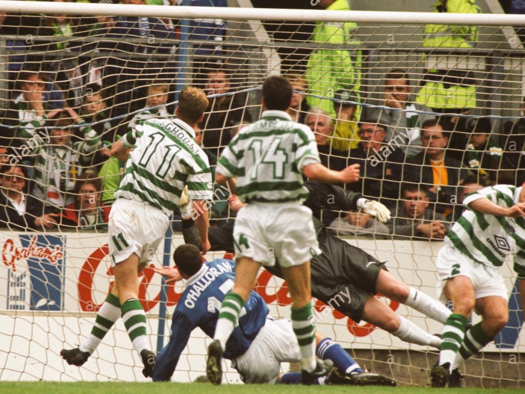 Keith O'Halloran scores the winning goal against Celtic on this day in 1999. Saints beat the Glasgow side in three out of four SPL meetings that season.