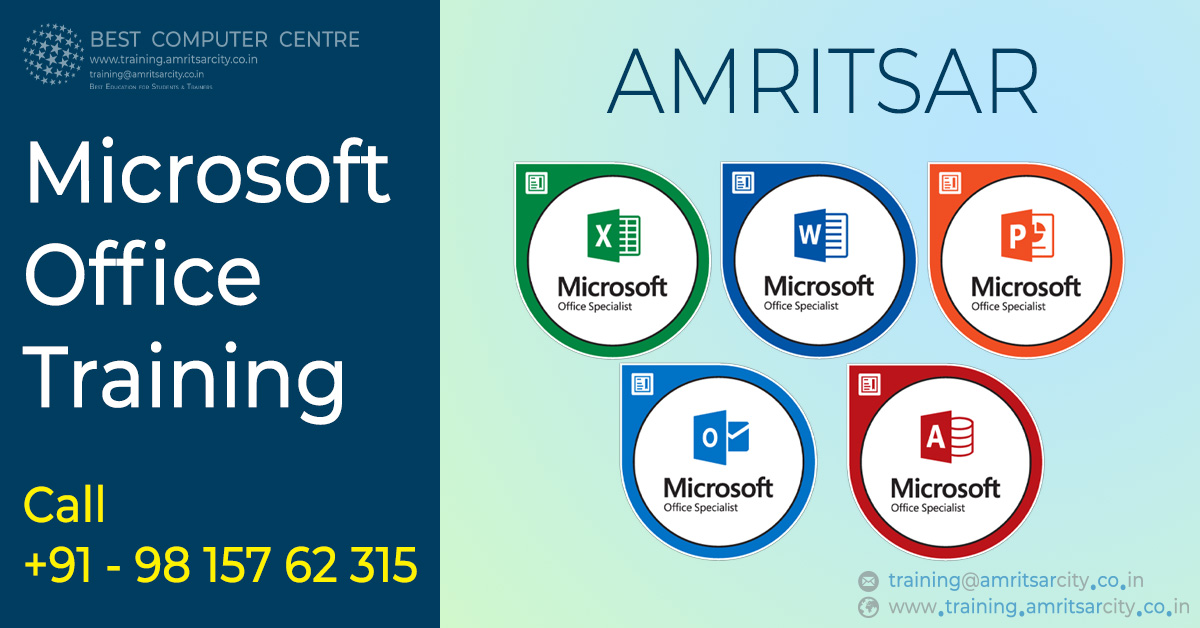 Microsoft Office Training in Amritsar
📞 Call +91- 98157 62315

training.amritsarcity.co.in/office
Learn online MS Office Training Course from Industry Experts
#microsoftexcel #microsoftoffice #training #center #amritsar #microsoft365 #learnfromhome #powerpoint #microsoft #Excel #PowerPoint