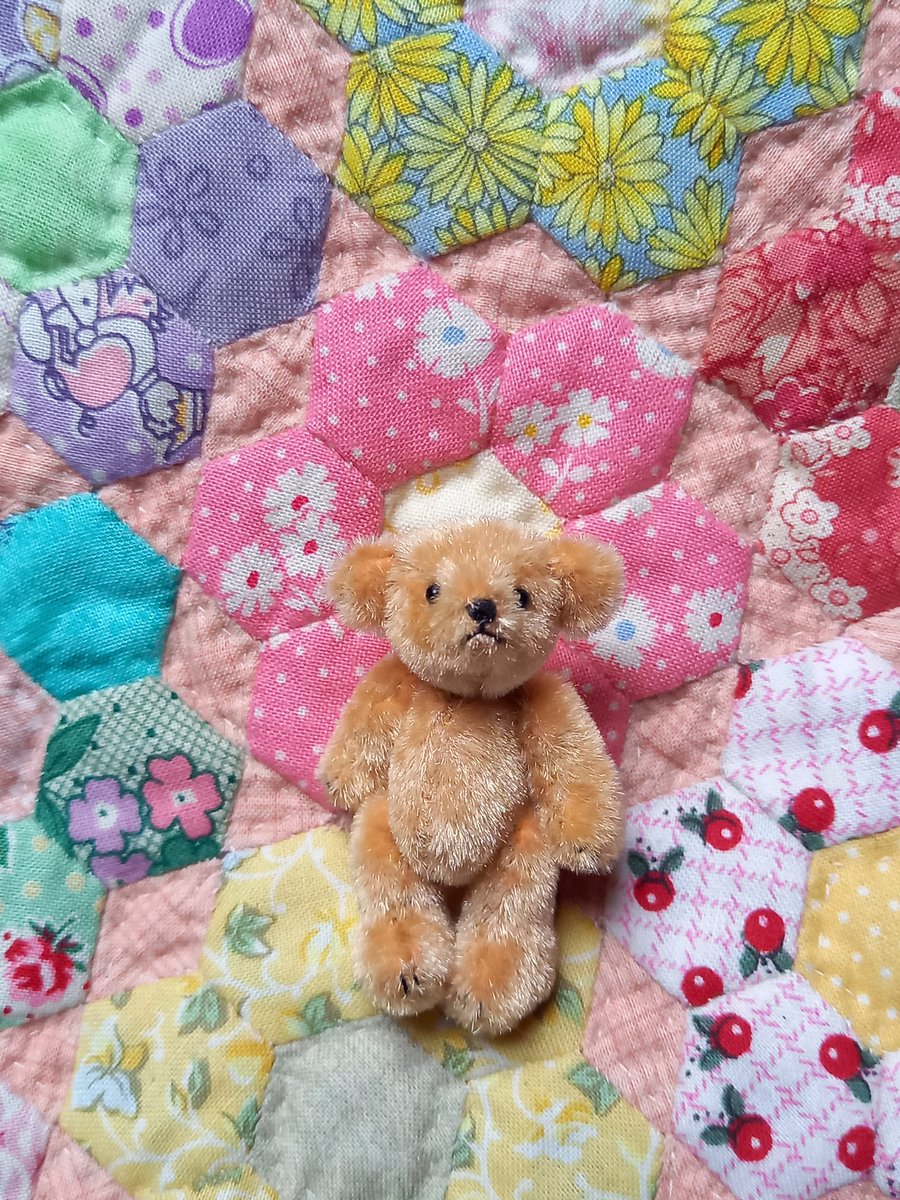 edoyakumaneko's tweet photo. 25年前の型紙で作成しました～🐻

身長4.5センチ～☺️

今は丸顔だけど、この顔が好きです☺️

#magicpaw
#ミニチュアテディベア https://t.co/wPOHbVWAmF